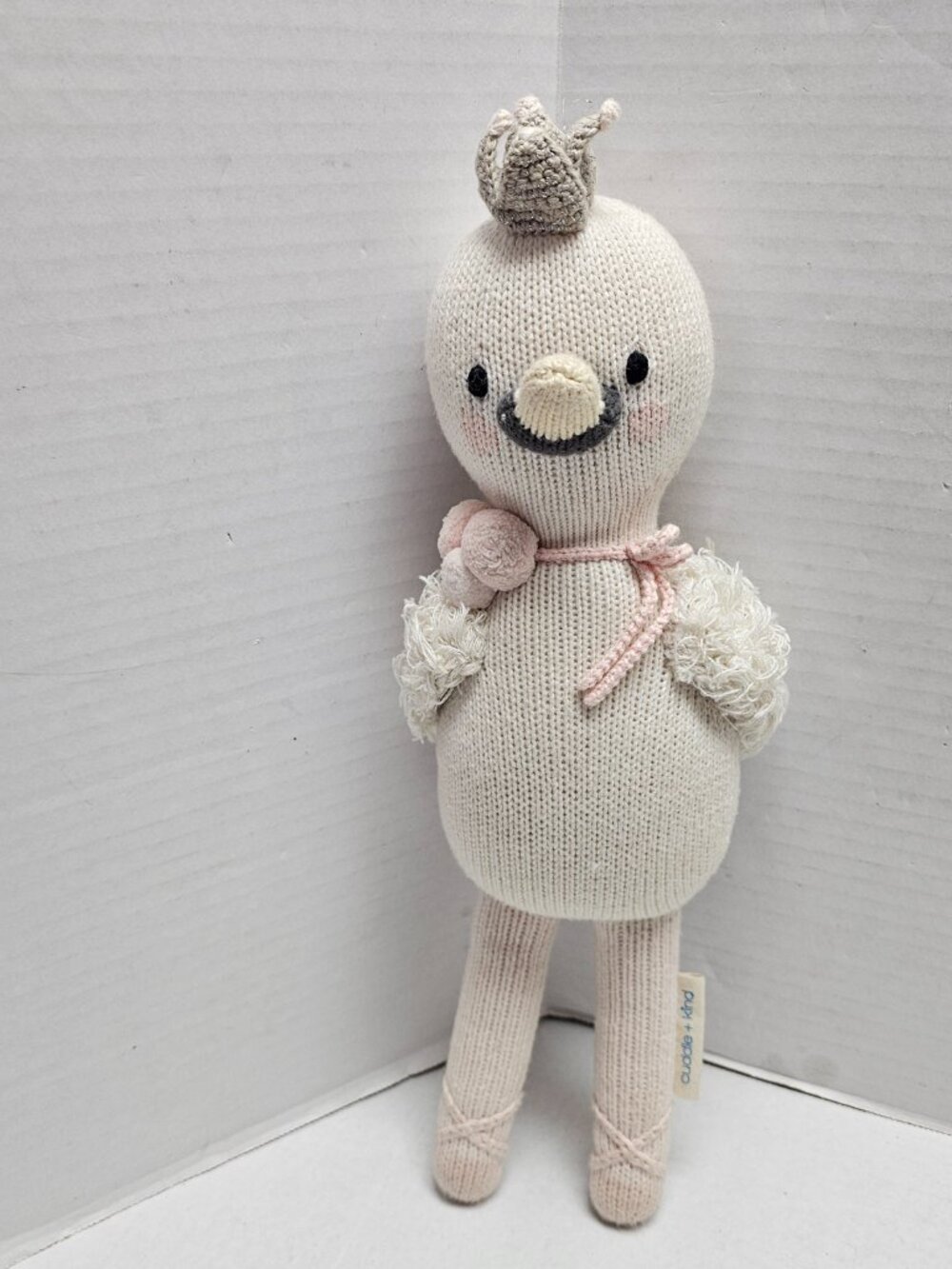 Cuddle + Kind Small Mini Harlow the Swan Knit Doll Peru Animal Crown 13-14"